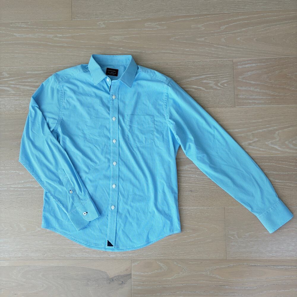 UNTUCKit Men's Domani Long Sleeve Button Down Performance Shirt Gingham Small